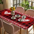 thumbnail image 3 of Valentine's Day Table Cloths for 5 Foot Rectangle Tables, Red Love Heart Roses Romantic Modern Art Patio Waterproof Elastic Fitted Tablecloths, Washable Rectangular Table Cover for Camping, 3 of 8