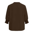 thumbnail image 6 of Tops for Women 3/4 Quarter Sleeve Button Up Cardigan Jacket V-neck Top Brown L, 6 of 6