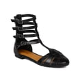 thumbnail image 1 of Qupid BK87 Women Leatherette Strappy Buckle Gladiator Flat Sandal, 1 of 6