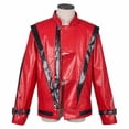 thumbnail image 6 of Mens Halloween Jackets Faux Leather Motorcycle Contrast Full Zipper Stand Up Collar Fashion Jacket Red L, 6 of 7