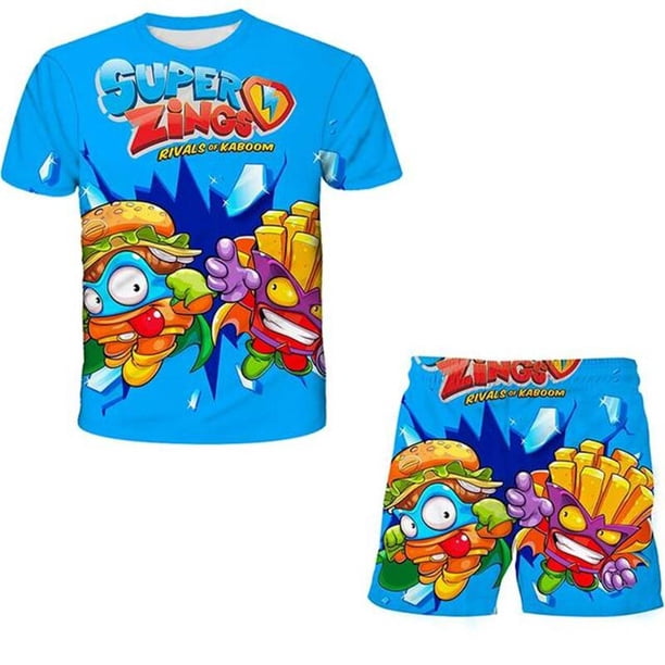 Super Zings, conjuntos de 2 piezas, ropa para niños, camiseta de cuello redondo de dibujos animados, pantalones cortos, ropa, trajes, trajes de ocio de verano, Outfits12T Gao Jinjia LED