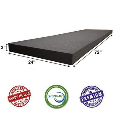 AKTRADING CO. 2" H X 24" W X 72" L CertiPUR-US Certified Rubber Foam Sheet Cushion (Seat Replacement, Upholstery Sheet, Foam Padding, Acoustic Foam Sheet)