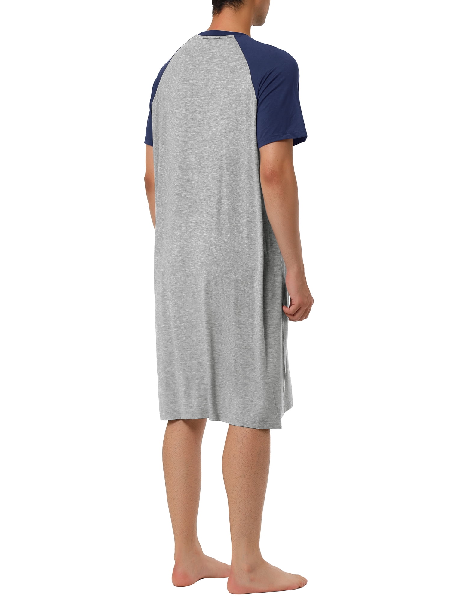 Unique Bargains Men's Nightshirt Raglan Sleeves Lounge Nightgown