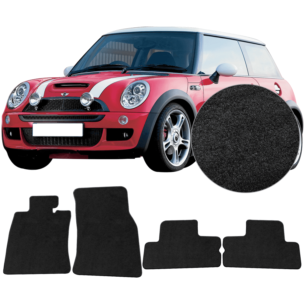 Fits 0206 Mini Cooper Floor Mats Carpets Front & Rear 4PC Black Nylon