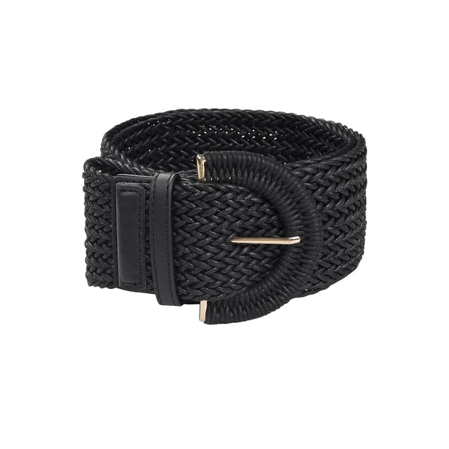 Cinturones trenzados de cintura ancha para mujeres de tallas grandes INSPIRE CHIC para vestido, hebilla gruesa, negro, 129 cm