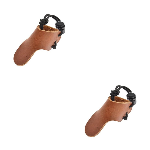 Soidarity Anillo protector de punta de dedo de Neries Protector de práctica portátil con cuerda de dibujo elástica antideslizante accesorios de marrón 2piezas Soidarity CBP183539