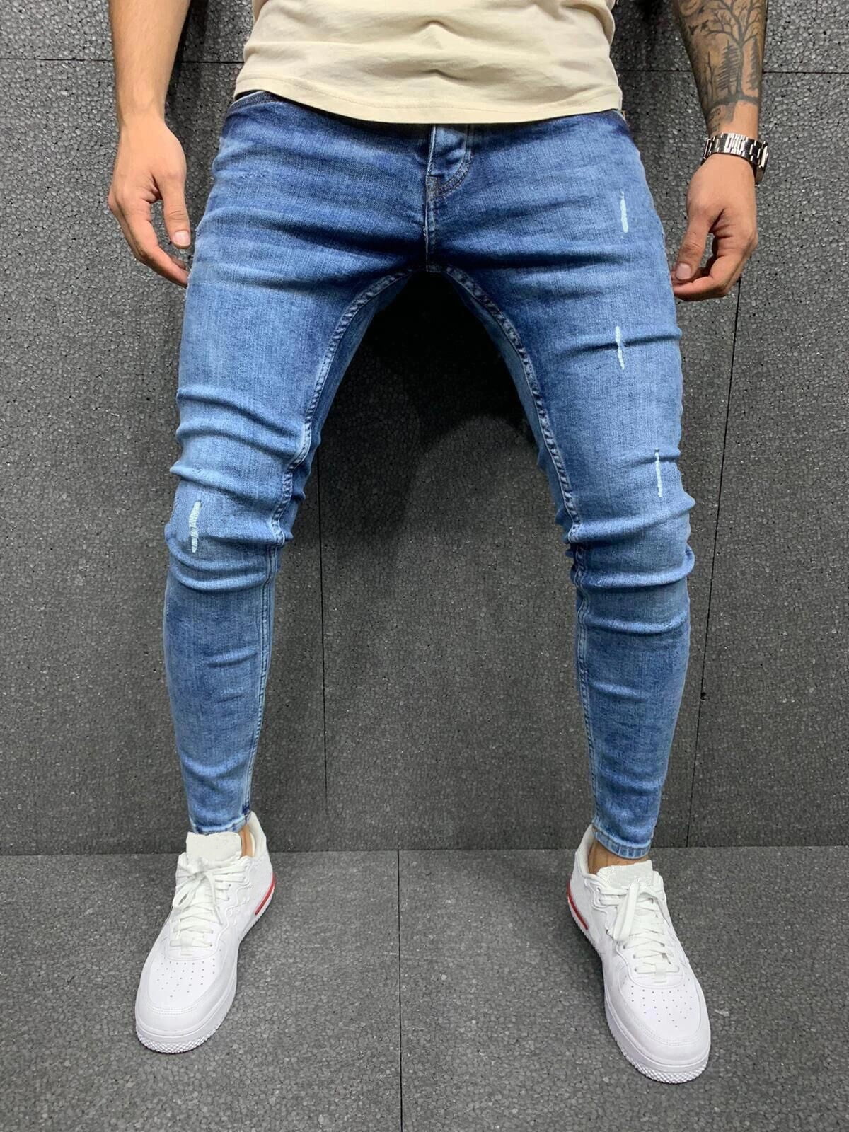 Puloru Men's Korean Tight-fitting Jeans 