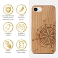 thumbnail image 4 of Case Yard Wooden Case Outside Soft TPU Silicone, Slim Fit Shockproof Wood Protective Phone Cover for Girls Boys Men and Women, Supports Wireless Charging Compass Rose Design case for iPhone-SE, 4 of 7