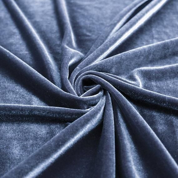 DECORATIVE SILK INC. Polyester Stretch Velvet Fabric 60' inches Wide By the Yard( DENIM )