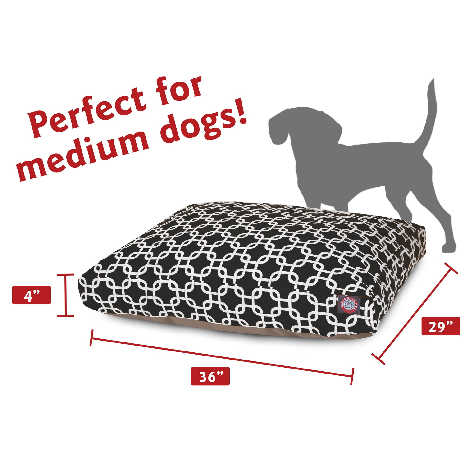 Majestic Pet | Links Shredded Memory Foam Rectangle Pet Bed For Dogs, Removable Cover, Black, Medium