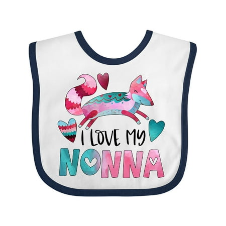 

Inktastic I Love My Nonna Pink and Blue Fox with Hearts Boys or Girls Baby Bib