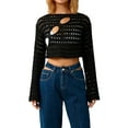 JBEELATE Women Y2K Hollow Out Top Long Sleeve Crochet Knit Crop Tops ...