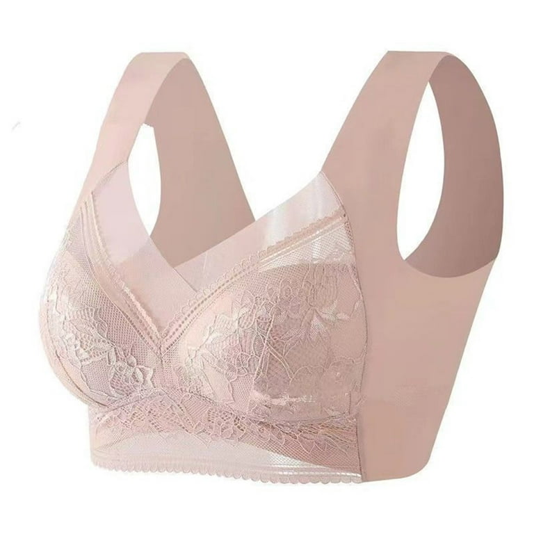 YWDJ Nursing Bras Women Lady Lace Gathered Bra Plus Size Sports Bra  Underwear Yoga Hollow Out Bra Cup Pink 6L 