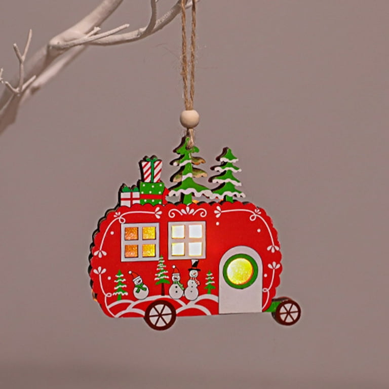 Christmas Themed Reclaimed Wood Ornaments (Set of 4), 'Festive Cheer