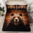 thumbnail image 2 of Homewish Brown Bear 4-Piece Full Size Sheets For Teens Boys Girls,Jungle Animal Wildlife Bed Sheets,Retro Vintage Cabin Lightweight Sheet Sets,Breathable Home Decor, 2 of 7