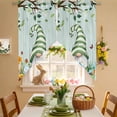 thumbnail image 2 of Easter Gnomes Eggs Swag Valance Curtains Spring Flowers Leaves Teal Wood Grain Rod Pocket Swag Curtains Small Window Treatments for Kitchen Bathroom Bedroom 36" W x 36" L, 2 Panels, 2 of 9