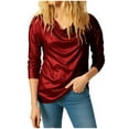 thumbnail image 3 of Tauxra Sequin Blouse for Women, Patchwork Long Sleeve V-Neck Pullover Top, Casual Fashion Shirt for Daily Wear and Office, 3 of 6