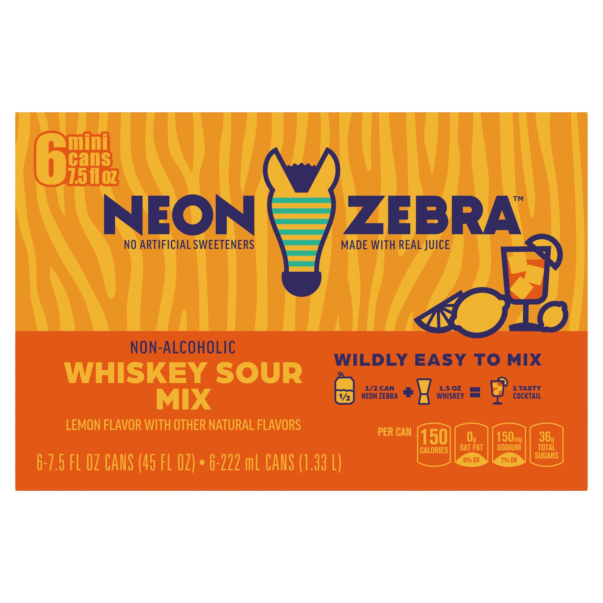 Neon Zebra Whiskey Sour, Cocktail Mixers, No Artificial Sweeteners