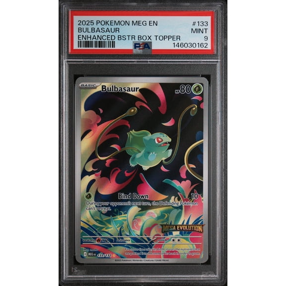 Graded 2025 Pokemon Mega Evolutions EN-Mega Evolution Bulbasaur Enhanced Box Topper PSA 9 #133