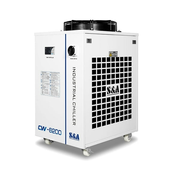 S&A 220V 60Hz CW-6200BN Industrial Water Chiller 14L Capacity Water Cooler for Fiber La/ser, 45KW CNC Spindle Cooling US Stock