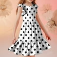 thumbnail image 6 of Efsteb Summer Dress for Girls Polka Dots Round Neck Flowy Party Dress Ruffle Short Sleeve Vacation Sundress (Black,9 Years), 6 of 8