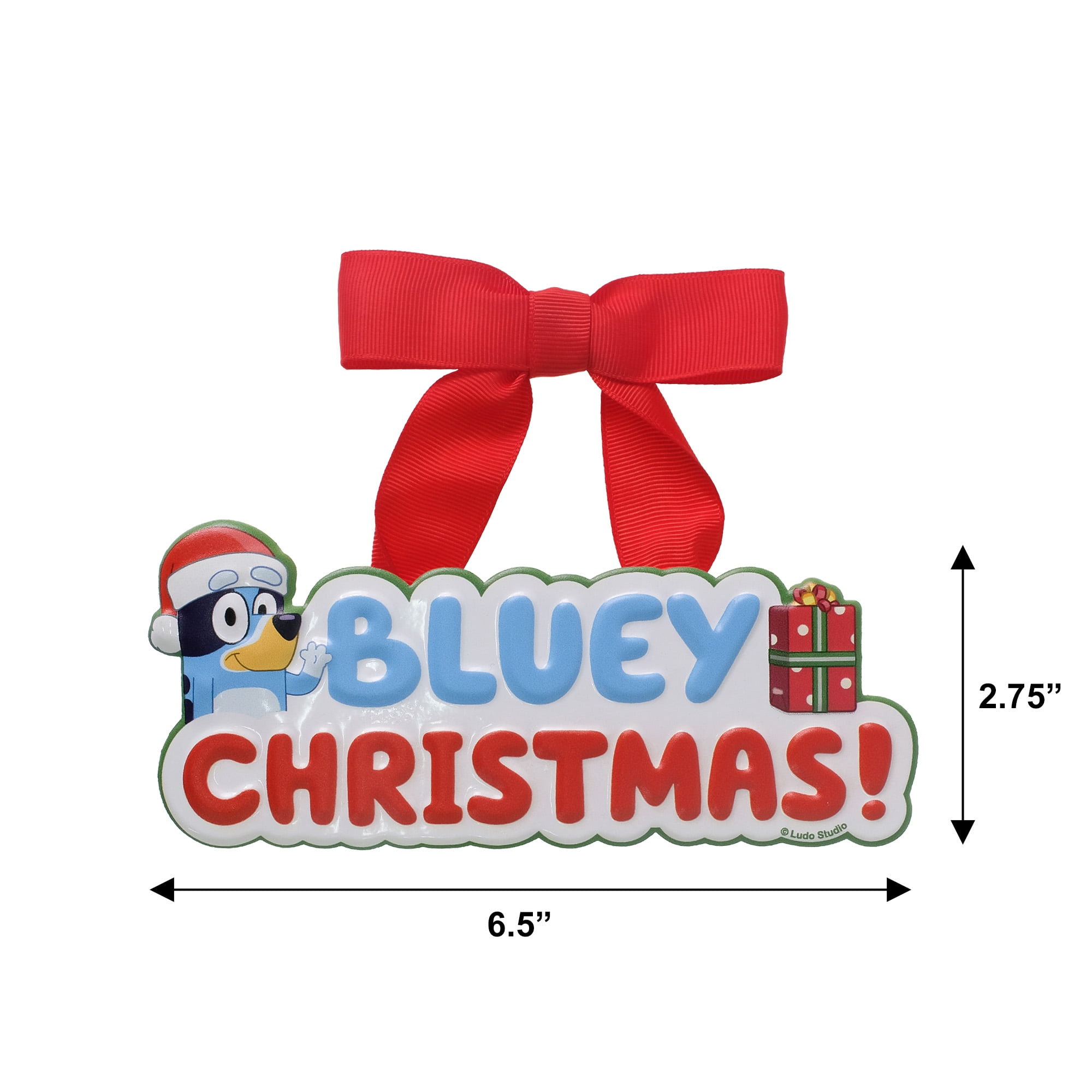 Bluey 6 Inch Metal Christmas Ribbon Sign