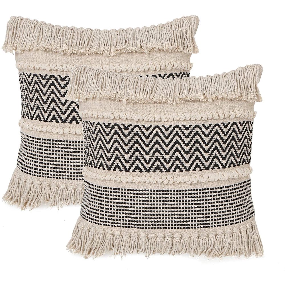 REDEARTH Textured Throw Pillow Cushion CoversWoven Tufted Decorative