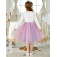thumbnail image 4 of Oudiya Toddler Tutu Dresses Girls Long Sleeve Ruffle Fall Winter Holiday Star Sequin Tulle Dress 2-6Y, 4 of 7