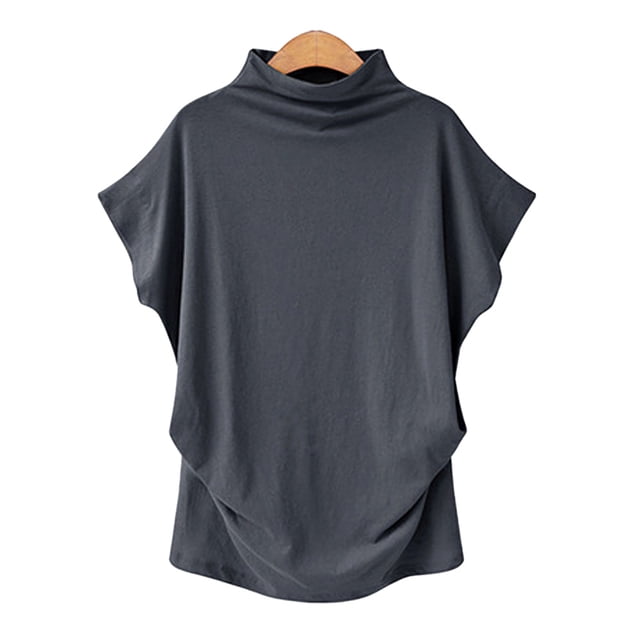 Blusa elegante de manga corta con cuello falso y lazo en la espalda para mujer