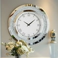 thumbnail image 2 of LUVODI 32 inch Rround Crushed Diamond Wall Clock Silver Beveled Mirrored Clock for Wall Living Room Decor, 2 of 10