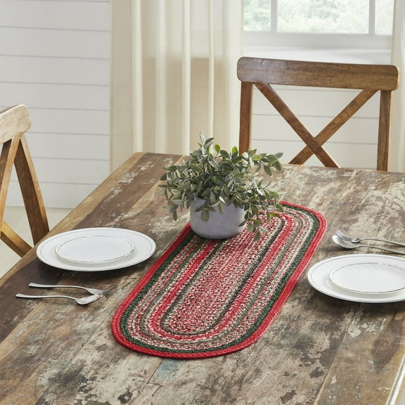 VHC Brands Farmhouse Christmas Decorations Forrester Indoor/Outdoor Oval Runner 12x36