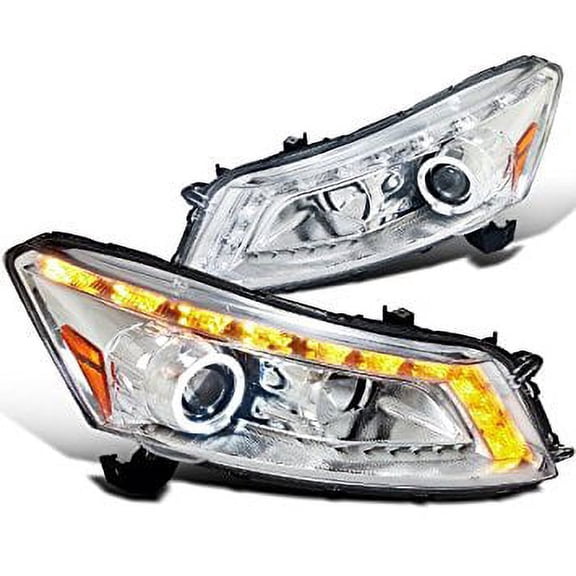 Honda Accord 4dr Halo Led drl Chrome Clear Projector Headlights
