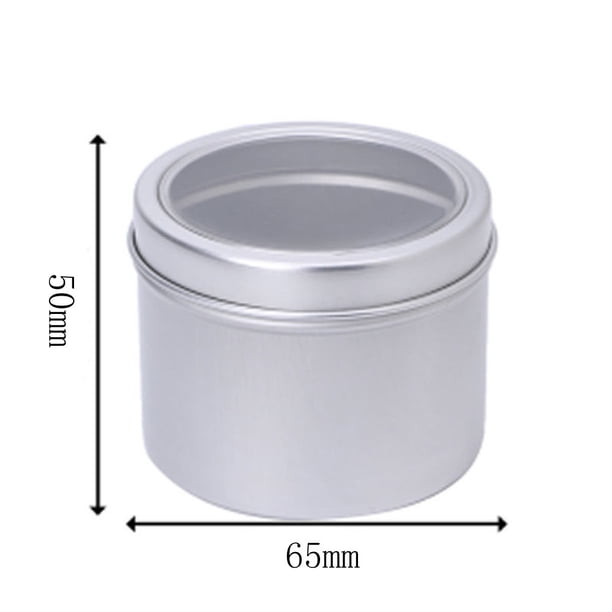 Xihbxyly Tarro Cosmético de Aluminio, Envase de Hojalata Vacío con Tapa de Rosca, Diseño de Ventana Transparente, Perfecto para Bálsamo Labial, Mini Velas, Frascos de Muestra, Decoración de Uñas, Tam