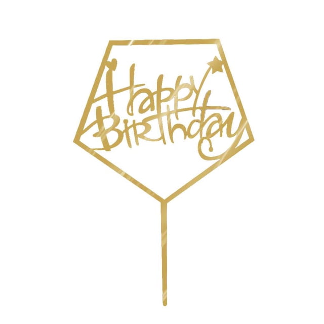 Bewildely Adorno para tarta de feliz cumpleaños, brillo acrílico dorado, bricolaje, Cupcake, pastel, aplastante, palo hecho a mano para fiesta Kits de decoración para fiestas No.04