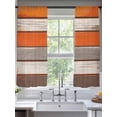 thumbnail image 3 of Coastal Style Sheer Curtains 63 inches Long 2 Panels Set Vintage Orange Brown Stripe Wood Grain Sheer Window Curtain Rod Pocket Voile Drapes for Living Room/Bedroom, Each 52" W x 63" L, 3 of 7