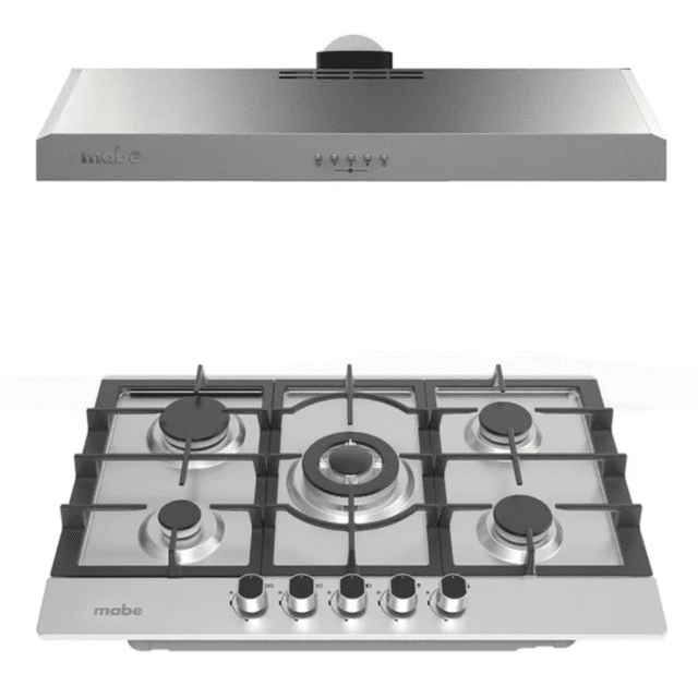 COMBO MABE PARRILLA Y CAMPANA 76 CM DE ACERO INOX