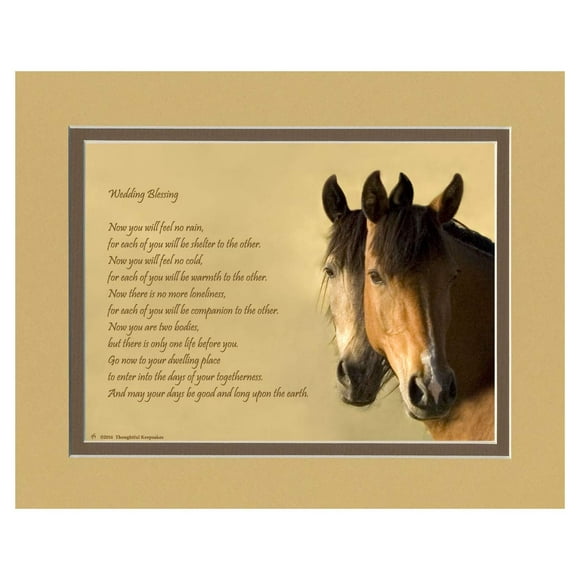 PDTXCLS Wedding Gift for The Couple. Horses Photo with Wedding Blessing Poem, 8x10 Double Matted. Gift for Bride and Groom.