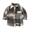 thumbnail image 2 of Gyujnb Kids Plaid Shirt Jacket, Long Sleeve Lapel Button Down Coat, Unisex Casual Top for Toddlers Boys and Girls,6-7 Years, 2 of 4