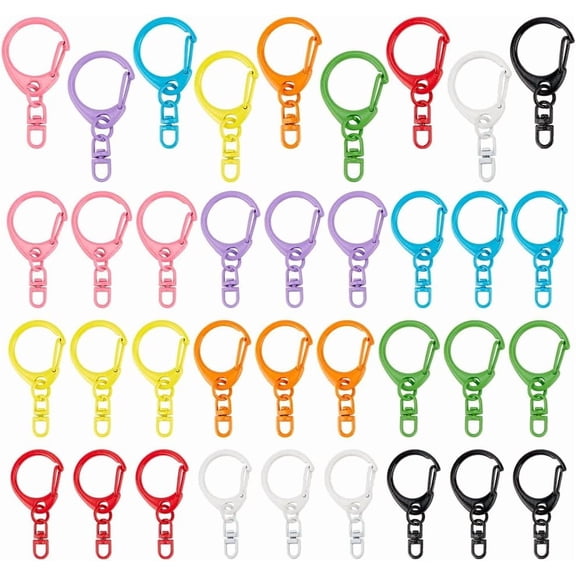 36pcs 9 Candy Colors Keychain Rings Swivel Clasps Colored Key Rings Metal Split Key Ring for DIY handcrafting