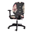 thumbnail image 4 of CHAQLIN Skull Moth Floral Print Computer Chair Protector with Stretch Polyester, Set of 2 Cover for High Back Gaming Chair for Men and Women, 4 of 8