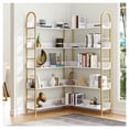 thumbnail image 2 of Casendy 5 Tiers Tall Corner Bookshelf, L Shaped Bookshelves and Bookcases Etagere Bookcase Display Storage Shelves for Living Room, Gold, 2 of 9