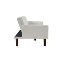 thumbnail image 5 of 74.4'' Recliner Loveseat Bed with 5 Eucalyptus Supporting Legs, Convertible Double Folding Linen Sofa Bed with 3 Adjustable Tilt Angles for Bedroom, Office and Living Room, Beige, 5 of 9