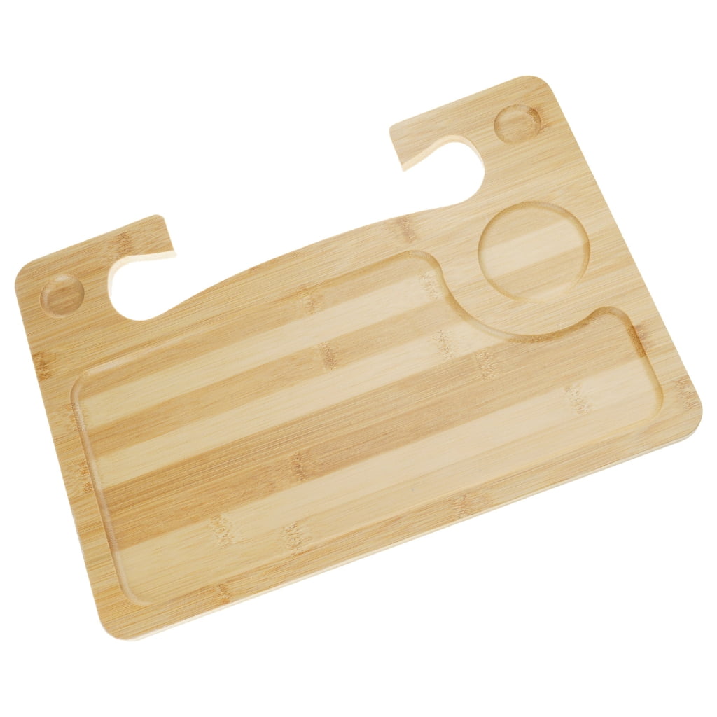 Natural Bamboos Steering Wheel Tray For Car Double Surfaces Design Portable Foldable Food Laptop Desk Organizers Nonslip