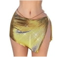 thumbnail image 2 of Xdegoge Sequin Micro Skirt for Women Metal Chain Wasitband Sparkly Bodycon Night Out Mini Skirts Low Rise Hip Wrap Glitter Rave Party Club Costume, 2 of 7