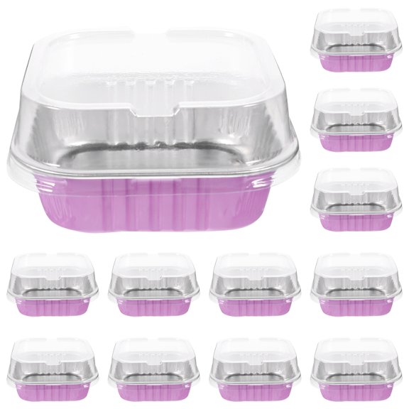 Juxtarea 20 Sets Aluminum Foil Mini Loaf Pans with Lids Muffin Cake Baking Box for Home Baking Dessert