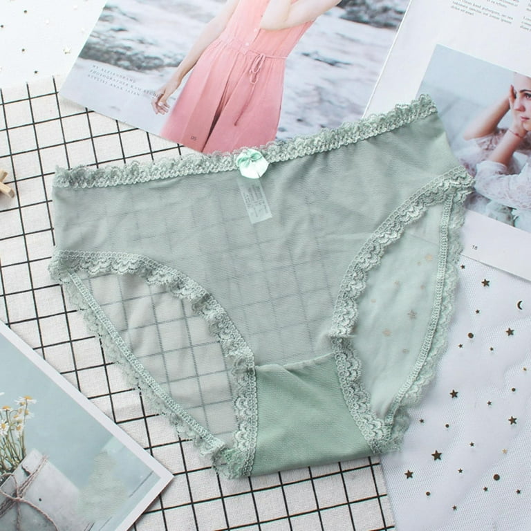 HUPOM Cotton Panties For Women Girls Underwear High Waist Leisure Tie  Comfort Waist Green L 