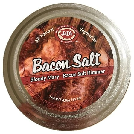 J&D's Bloody Mary Bacon Salt Rimmer Tin – Bacon Flavored Cocktail Rimming Salt for Drinks & Recipes – Kosher, Vegetarian, 3.5 oz
