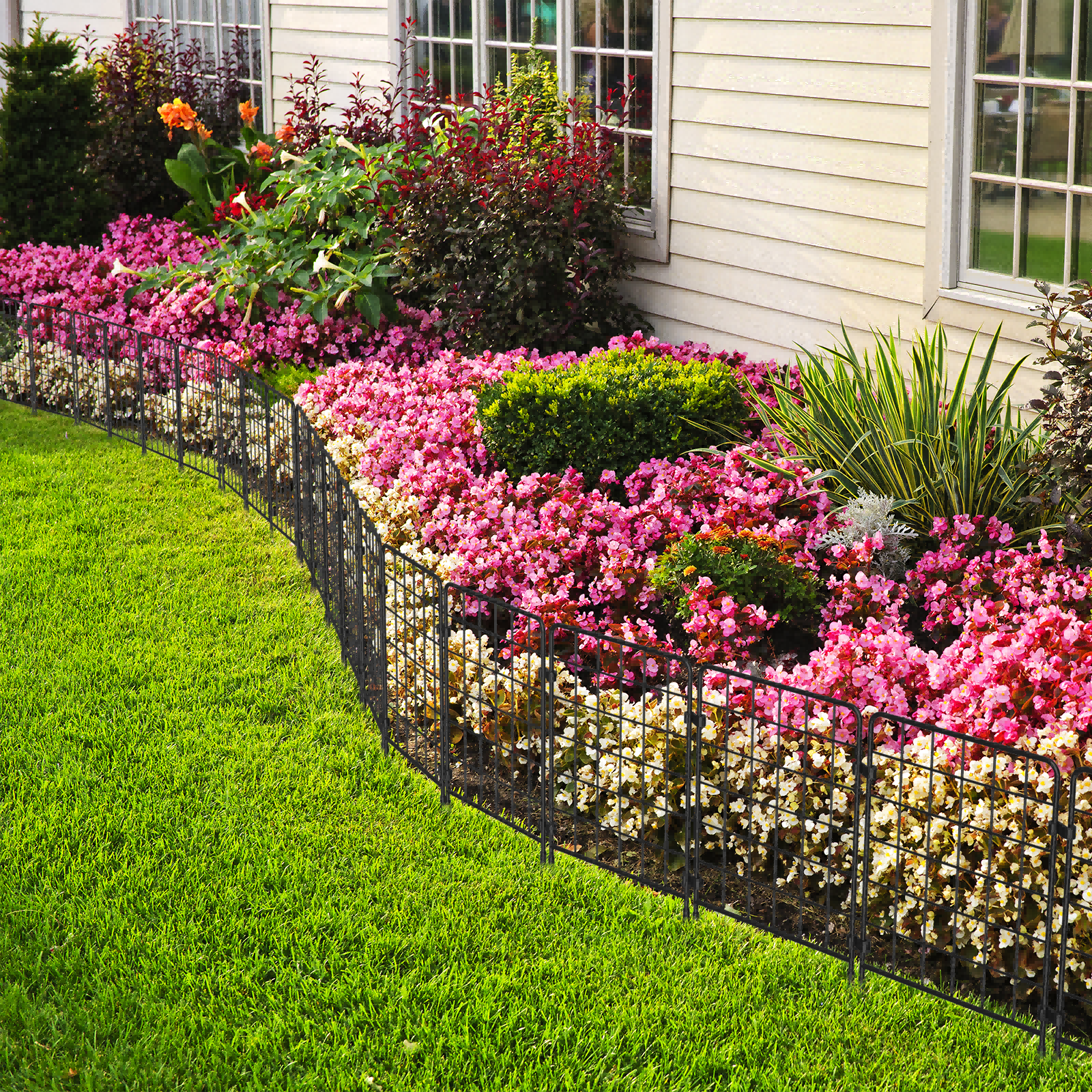 19‑Pack Decorative Garden Fence, 20ft Total Length, Black Metal Wire Grid Fence Panels for Outdoor Yard & Pet Barrier