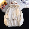 thumbnail image 4 of Sudadera con capucha y orejas de oso Kawaii de Harajuku, sudaderas lisas de manga larga con capucha, prendas de vestir casuales gruesas de terciopelo, ropa de chicas Kawaii, 4 of 5