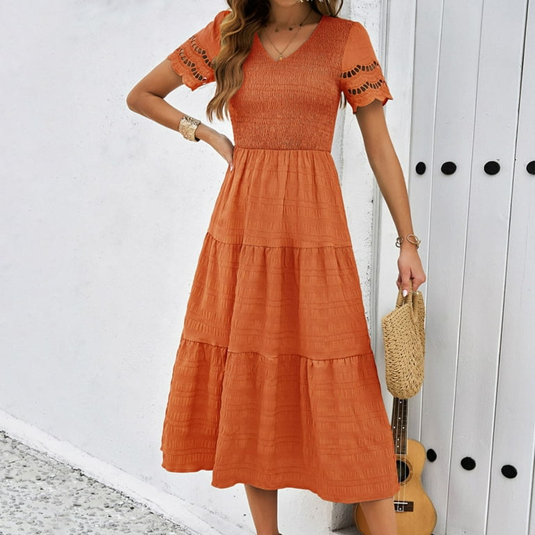 open lace back dress Orange Satin A-Line Floor Length Prom Dress, Off the Shoulder Evening